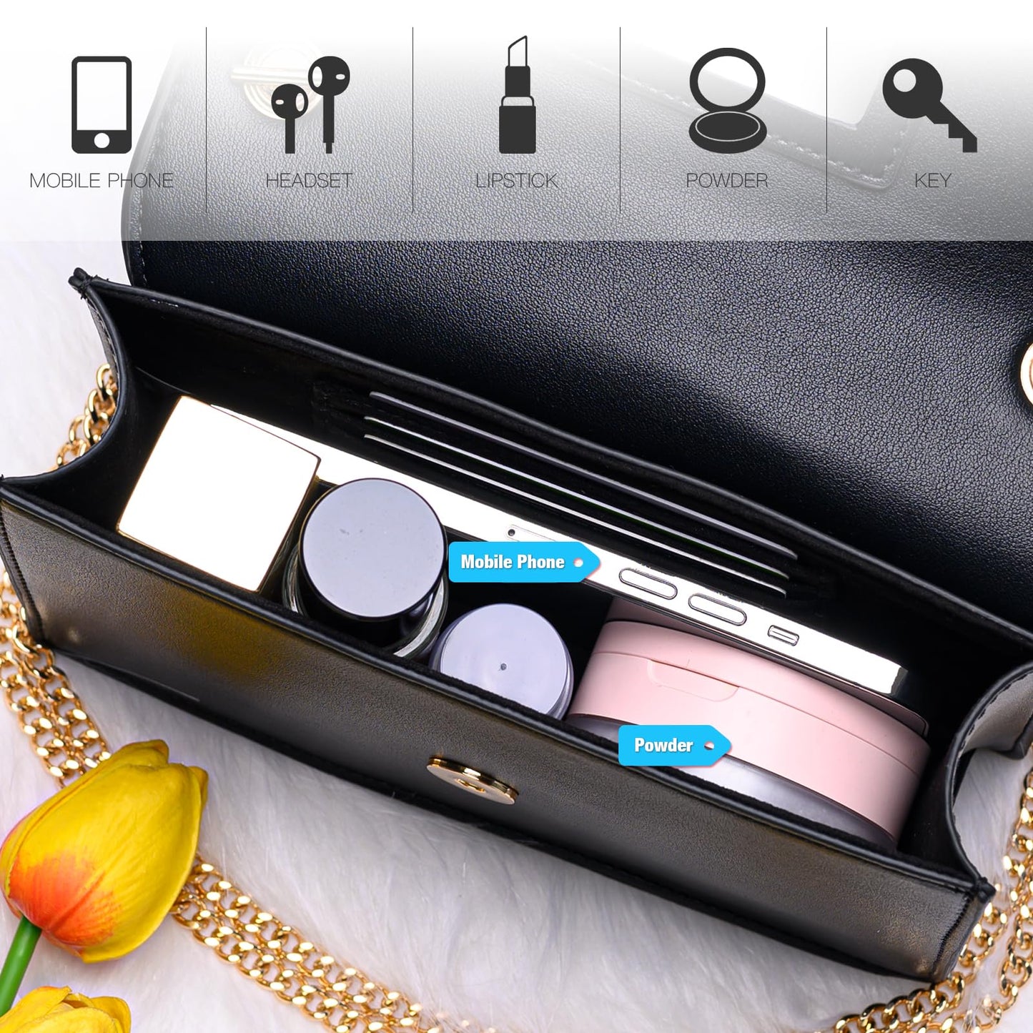 GM LIKKIE Crossbody Clutch Purse for Women, Glitter Evening Bag, Sequin Tassel Wedding Handbag for Party (Black2)