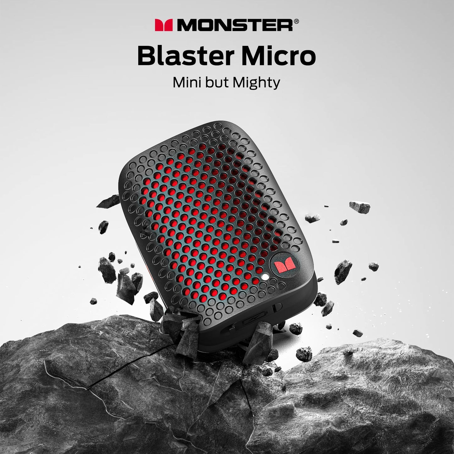 Monster Blaster Micro Wearable Bluetooth Speaker, Clip-On Wireless Small Portable Speaker with Built-in Mic (Non-Magnetic), IPX7 Waterproof, TWS, Hands-Free Music/Calls for Work/Cycling/Running, Black