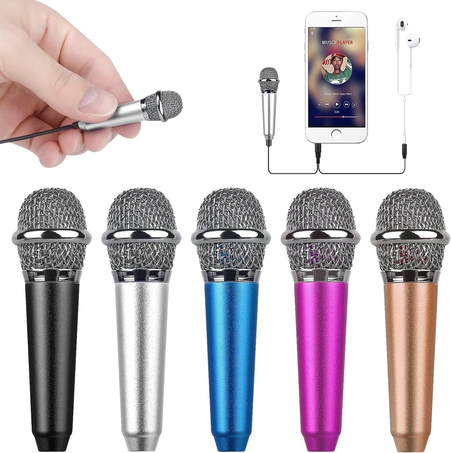 Uniwit Mini Portable Vocal/Instrument Microphone for Voice Video Recording Singing,Vlogging, Podcasting, Tiny Microphone for iPhone Android Phone Computer Latop Notebook Tablet iPad(Silver)