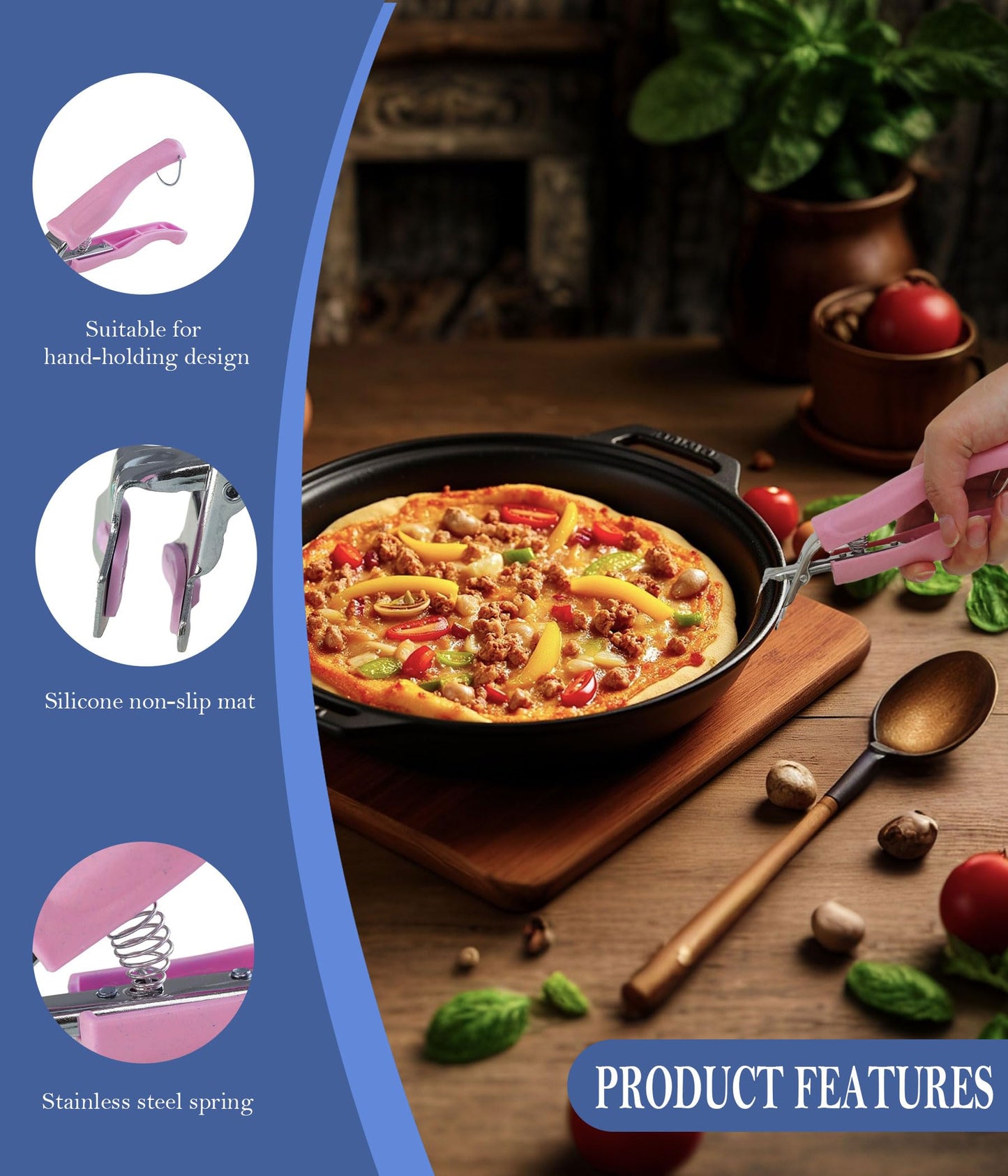 SPTECHMAKE Stainless Steel Anti-Scalding Hot Bowl Dish Plate Gripper Clips Tongs Clamp Holder for Moving Hot Plate or Bowls with Food Out from Instant Pot Microwave Oven (2, Green,Pink)