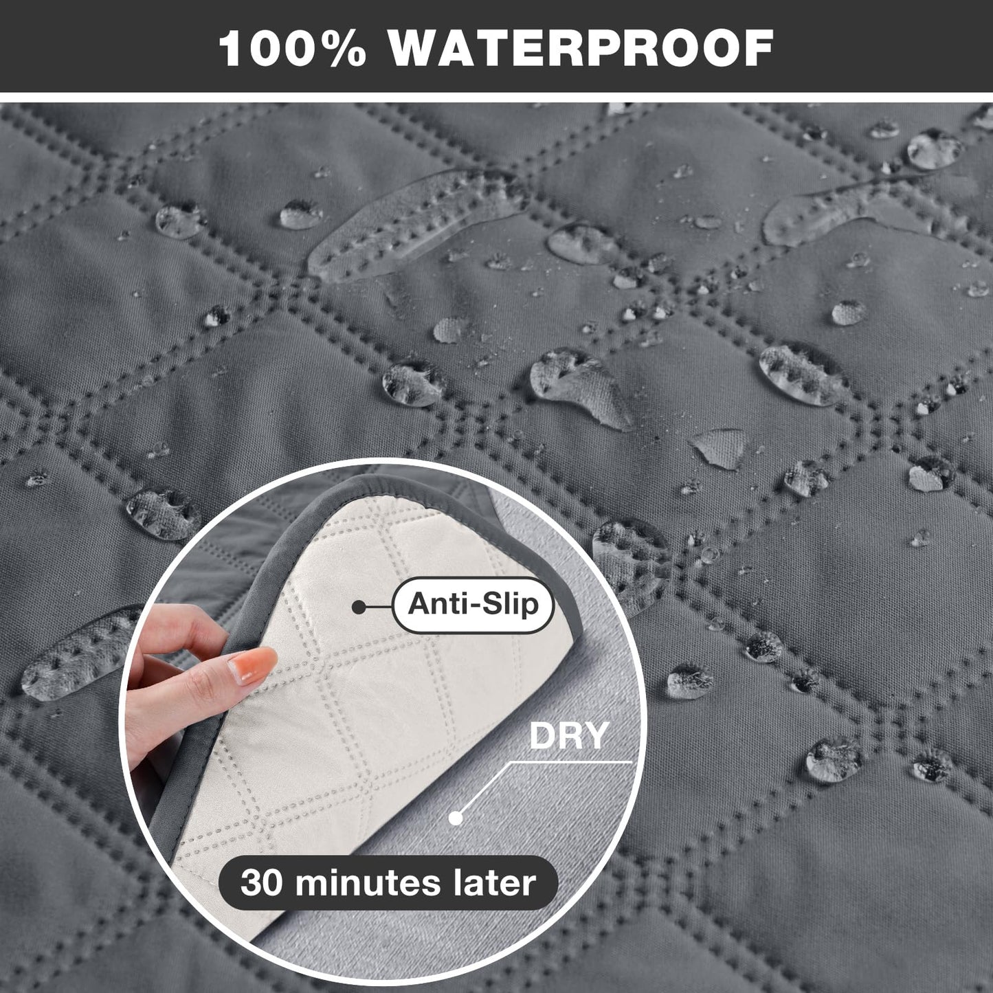 TAOCOCO Non-Slip Recliner Chair Cover Sofa Slipcover, Pet Cover for Small Recliner Chair with Elastic Straps, Washable Reclining Chair Cover Recliner Furniture Protector (23'' Small, Dark Grey)