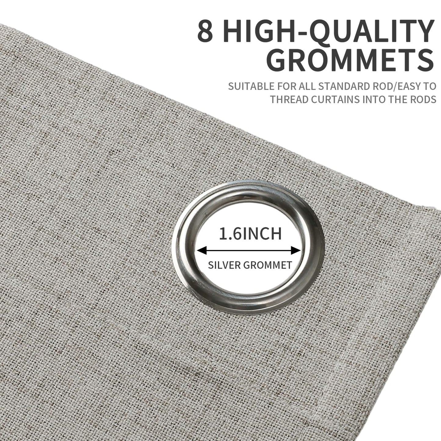 Joydeco 100% Blackout Curtains 84 Inch Length 2 Panels Set, Room Darkening Curtains for Bedroom, Grommets 100% Black Out Textured Thermal Light Blocking Drapes Privacy Protection, 52W x 84L Inch