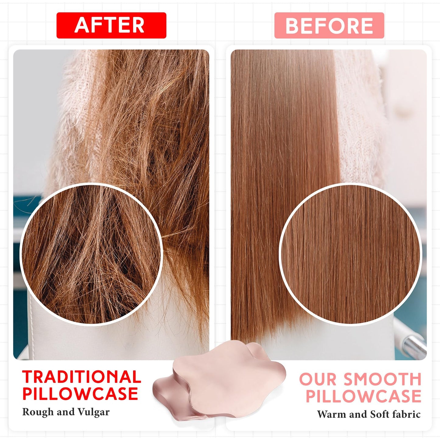 Hahafelt Cervical Neck Pillowcase (Only Pillowcase) Satin Pillow Cover with Zipper Ergonomic Contour Pillow Cover for Side Back Stomach Sleepers(Coral,Queen Size)