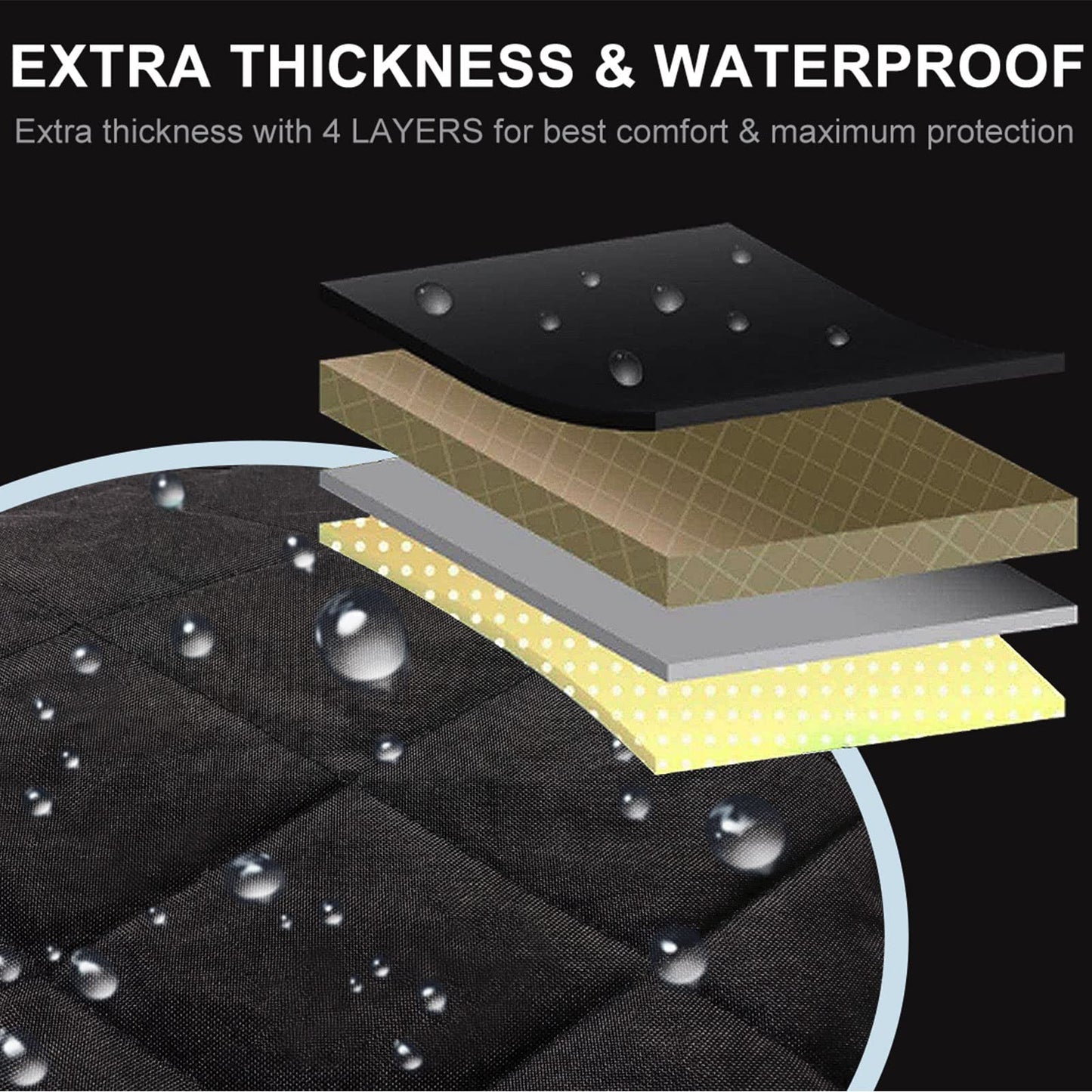 AsFrost Dog Seat Cover Cars Trucks SUVs, Thick 600D Heavy Duty Pets Car Seat Cover, Waterproof & Wear-Resistant Durable Nonslip Backing & Hammock Convertible, Black, 2 Pack