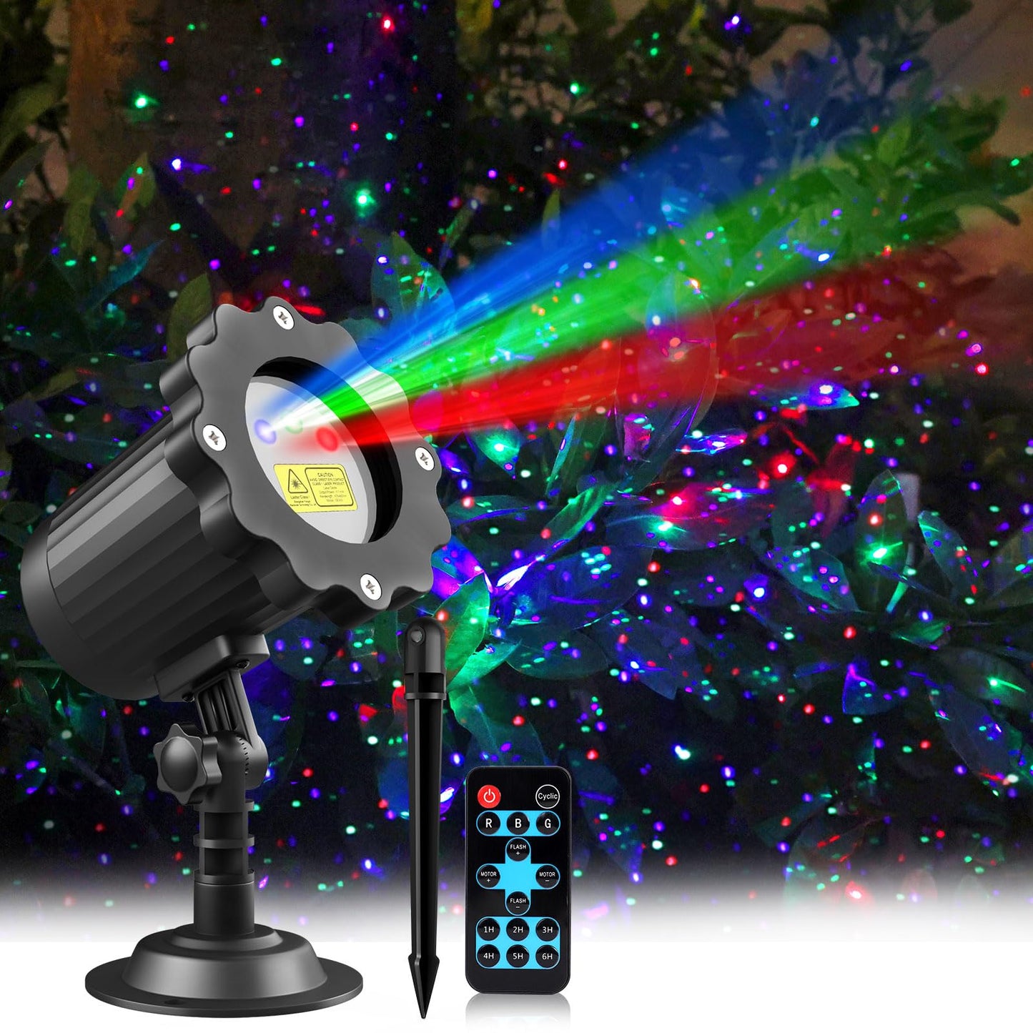 Waterproof Firefly Laser Projector Lights Outdoor,12 Effect Moving RGB Lights Show Laser Projection with RF Remote and Timer for Wedding Christmas Holiday Party Patio Garden Landscape Decor