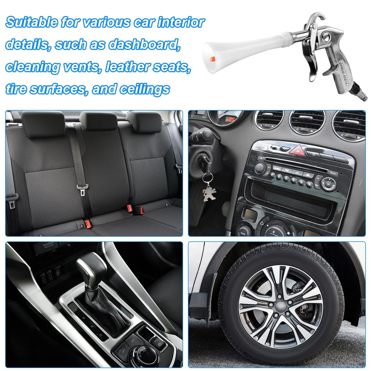 QZQUFJ Air Compressor for Car Detailing Detailing Tool, High Pressure Air Gun Dry Cleaning Tool Kit, Air Gun, Car Clean Gun, Cleaning Gun, for Car Dry Cleaning