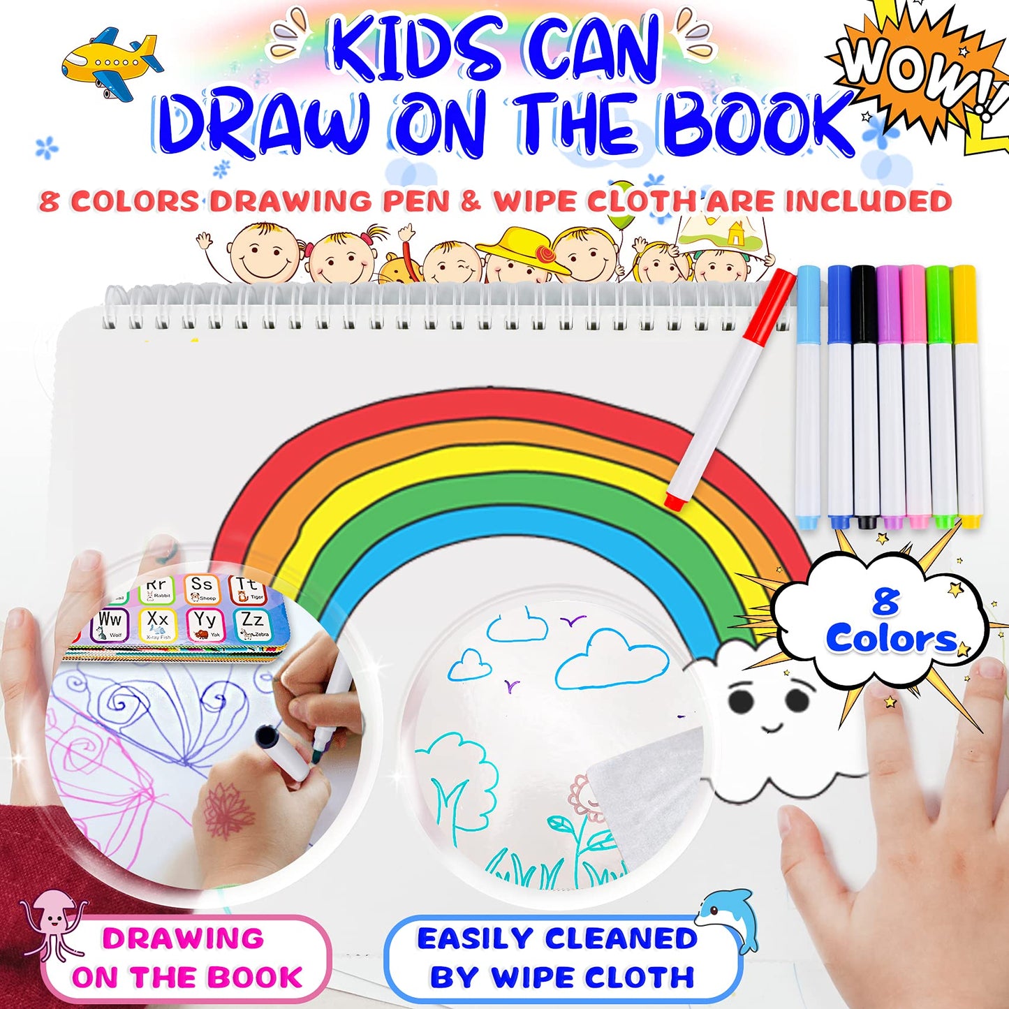 HeyKiddo Toddler Busy Book, New Upgraded Autism Toys for Kids, Preschool Activity Binder for Autism & Special Needs, Drawing/Educational Book for Home School Learning