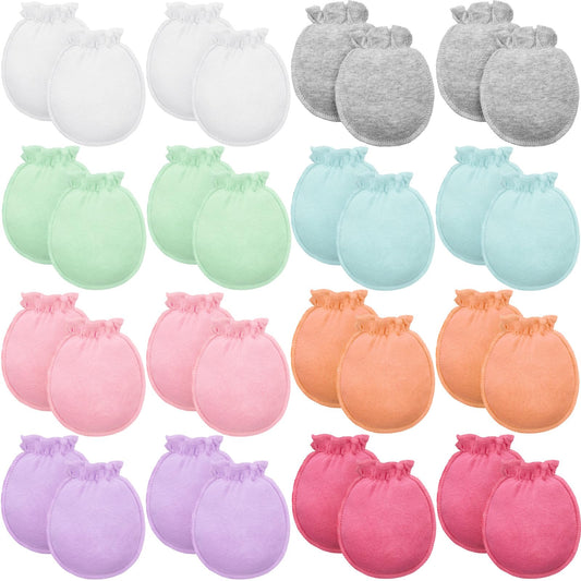 16 Pairs Newborn Baby Cotton Mittens No Scratch Gloves Unisex Newborn Mittens for baby Boys Girls 0-6 Months