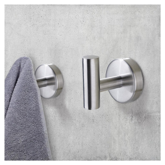 Bntuk Towel Hook for Bathroom, Heavy Duty Wall Hooks, Stainless Steel Coat Robe Clothes Hook for Bathroom Kitchen Garage Hotel, 2 Packs Wall Mount Towel Holder, Brushed Silver