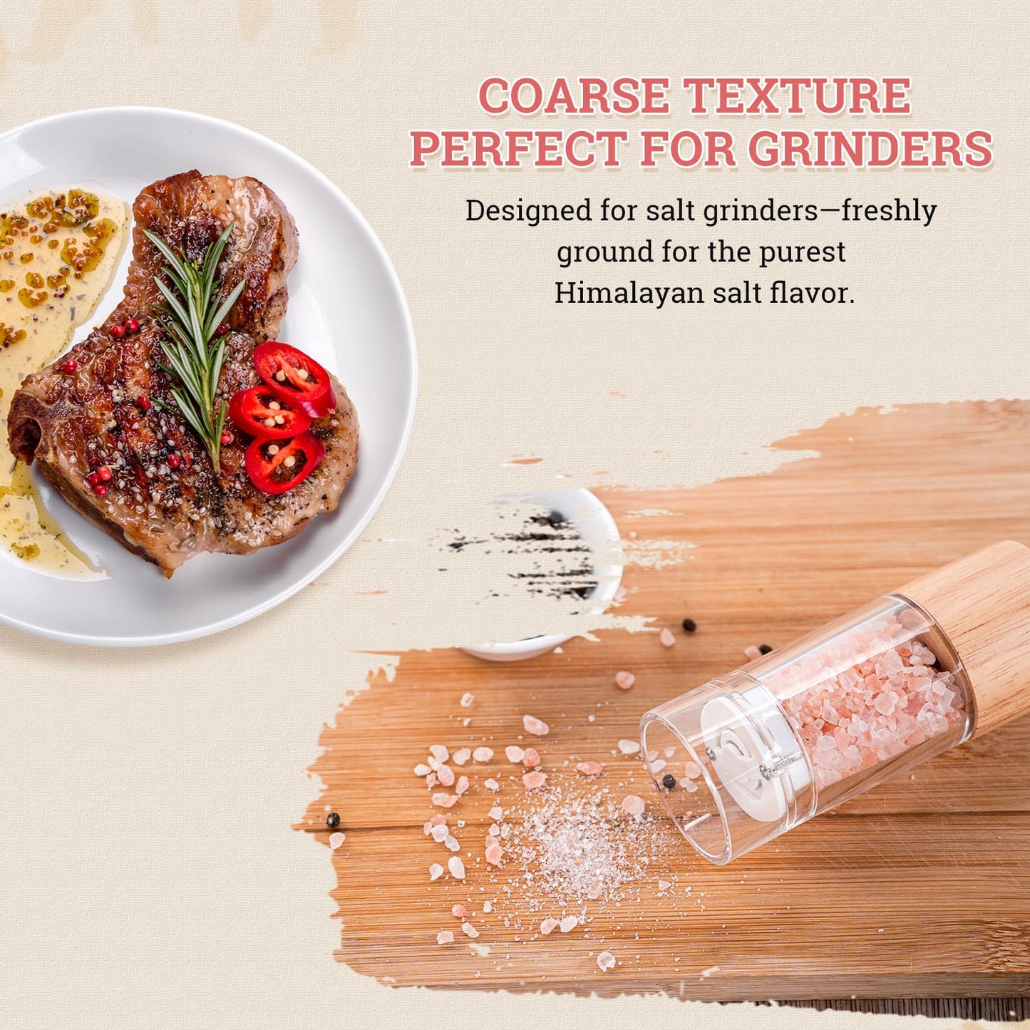 52USA Whole Black Peppercorns 18 oz + Himalayan Pink Salt (Coarse Grain) 39 oz, Salt and Pepper Grinder, Black Peppercorn Refil, Kosher Salt for Grinder Refill, Pink Himalayan Sea Salt, 2 Piece Set