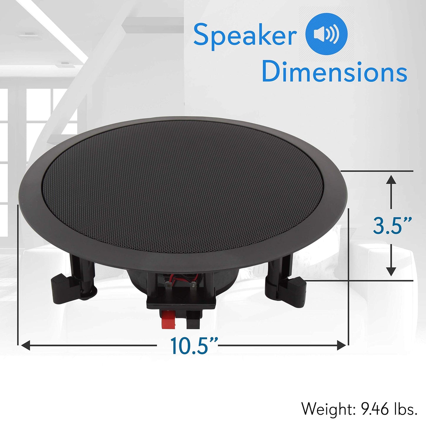Pyle 8'' Ceiling Wall Mount Speakers-Pair of 2-Way Midbass Woofer Speaker 1/2'' Polymer Dome Tweeter Flush Design w/50Hz-20kHz Frequency Response&250 Watts Peak Easy Installation-Pyle PDIC81RDBK