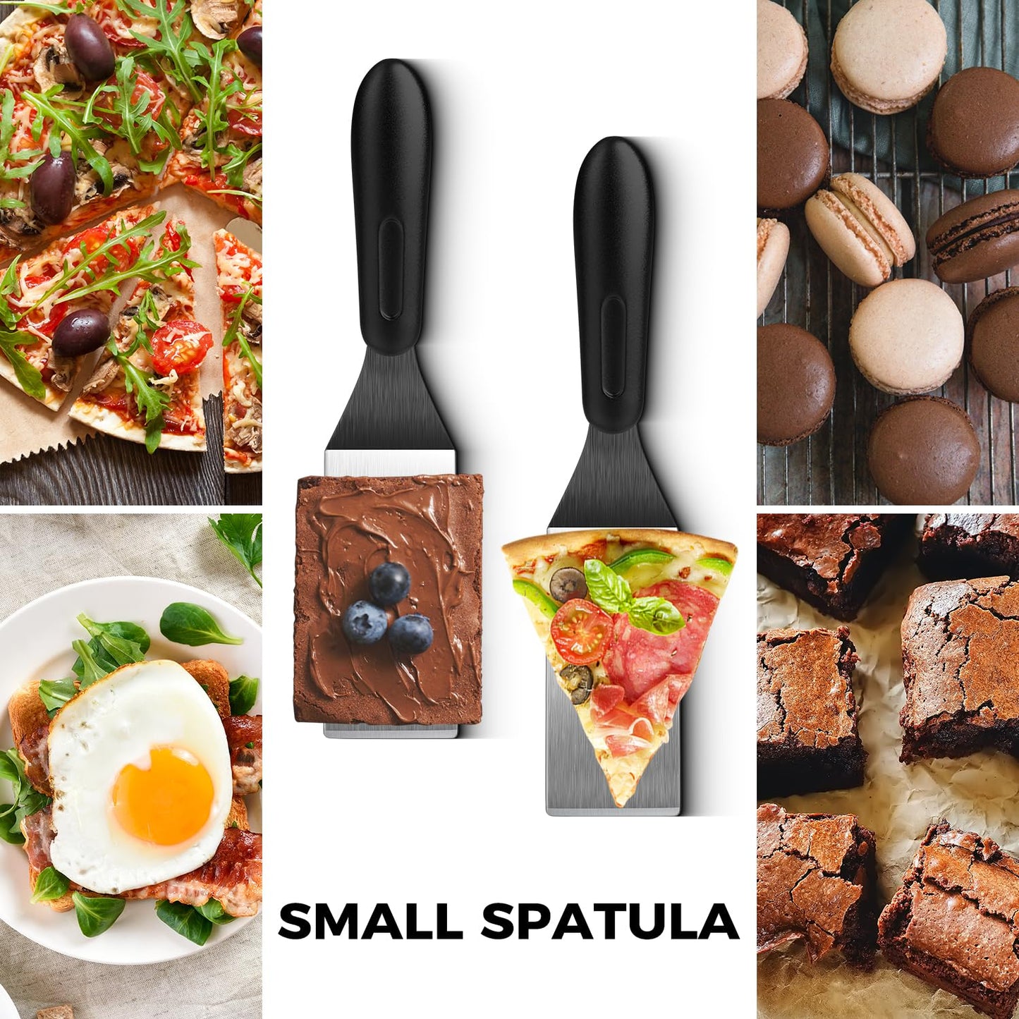 Small Spatula 3 Pieces, Mini Serving Spatula for Kitchen Use, Metal Spatula for Serving and Turning, Ideal for Pancakes, Brownies, Desserts, Cookie, Eggs or Small Pan
