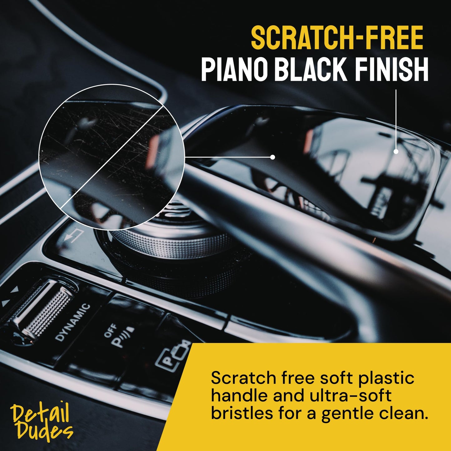 Detail Dudes Soft Boars Hair Car Detailing Brush Set for Washing (3 Pack) - Car Detailing Kit - Automotive Cleaning Brush