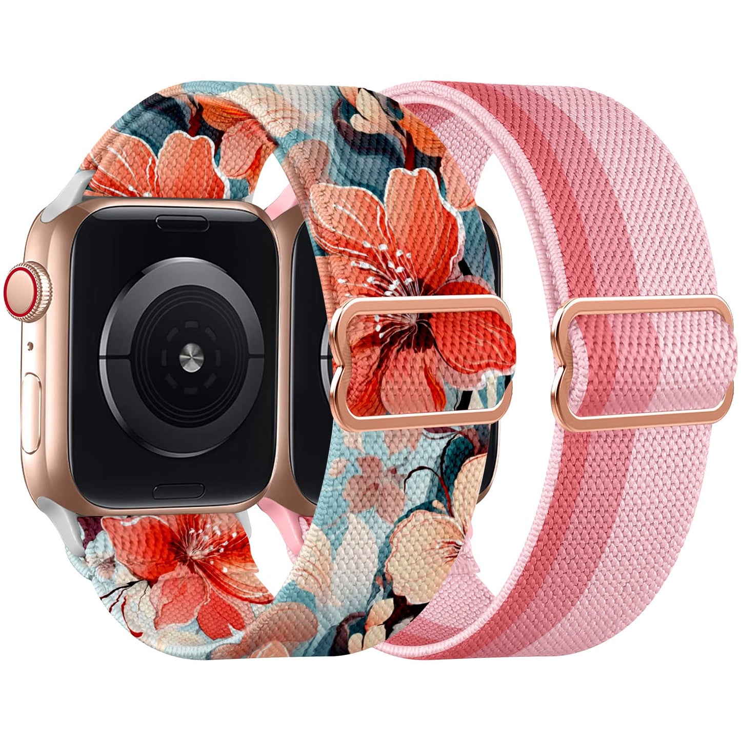 Chinber Stretchy Band Compatible with Apple Watch 38mm 40mm 41mm 42mm 44mm 46mm 45mm 49mm for Women,Gradient Color Nylon Adjustable Straps for iWatch Series 10 9 8 7 6 SE 5 4 3 2 1 Ultra Ultra 2