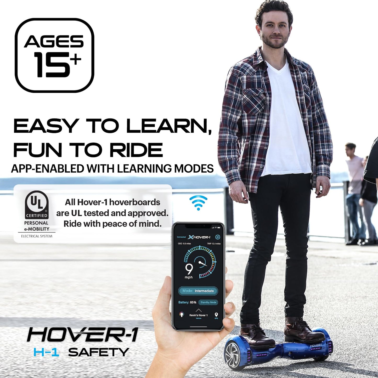 Hover-1 H1 Electric Self Balancing Hoverboard with 9 mph Max Speed, Dual 200W Motors, 9 Mile Range, and 6.5” Wheels Self Balancing Scooter