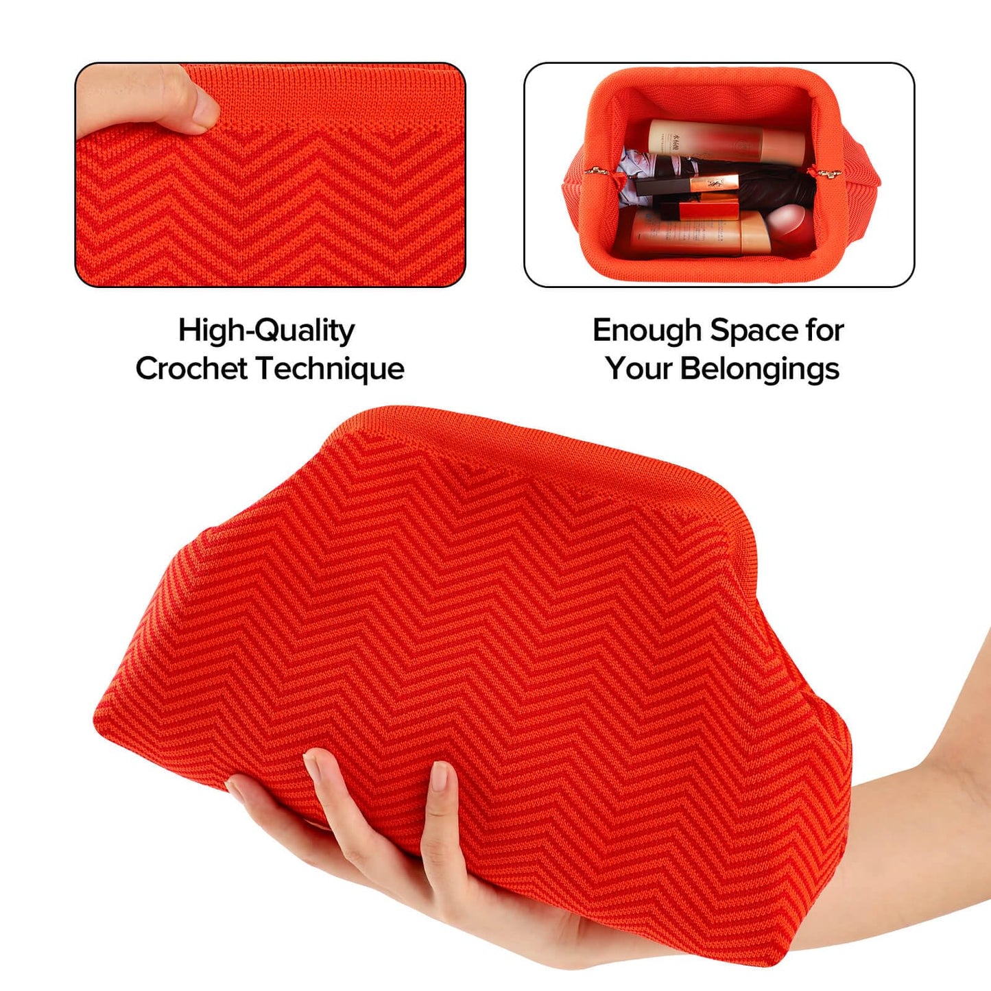 Wrorou Woven Dumpling Bags for Women Pink and Green Purse Colorblock Clutch Crochet Purses Handbags Summer Beach Clutch 2025