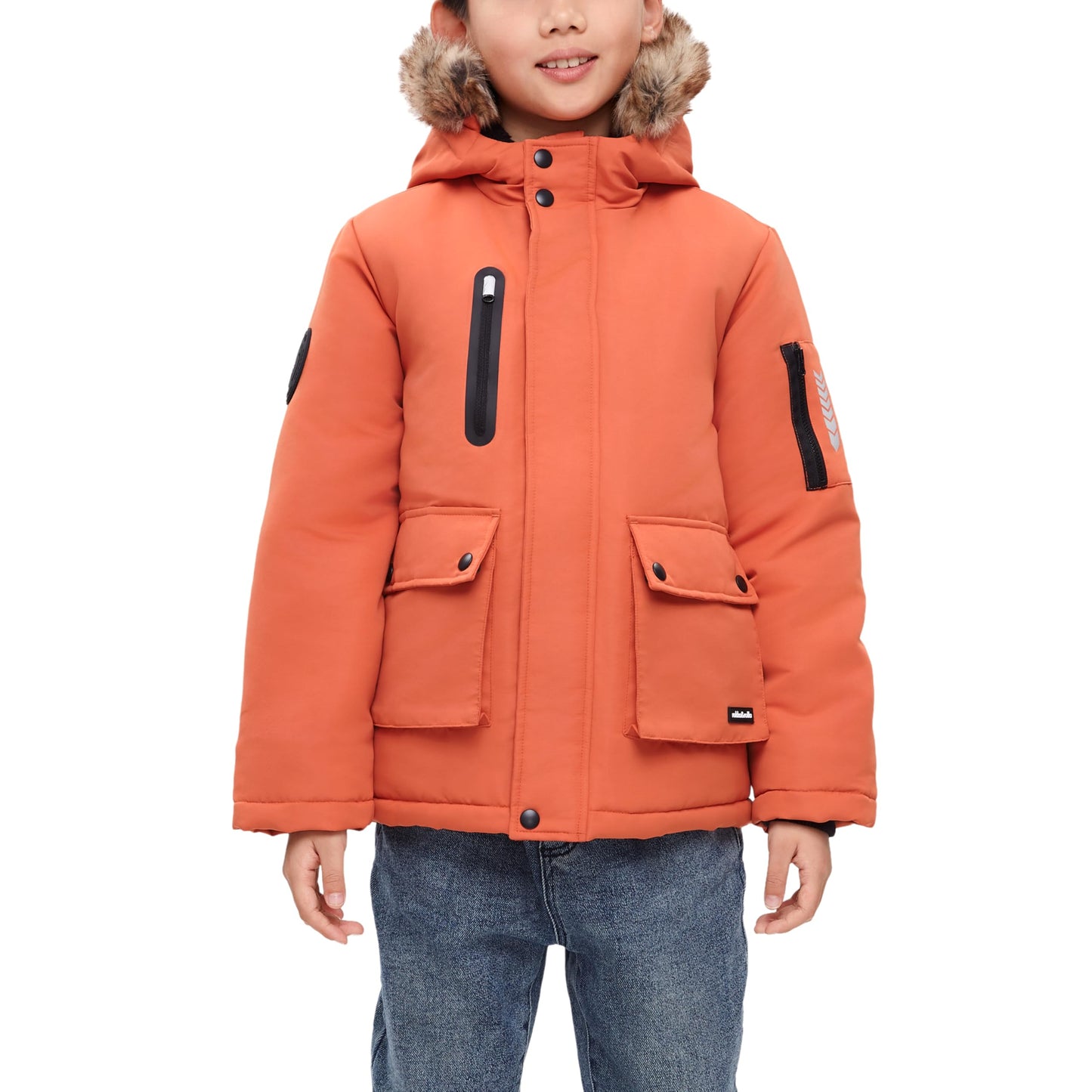 Rokka&Rolla Boys' Warm Parka Jacket Sherpa Fleece Lined Winter Snow Coat