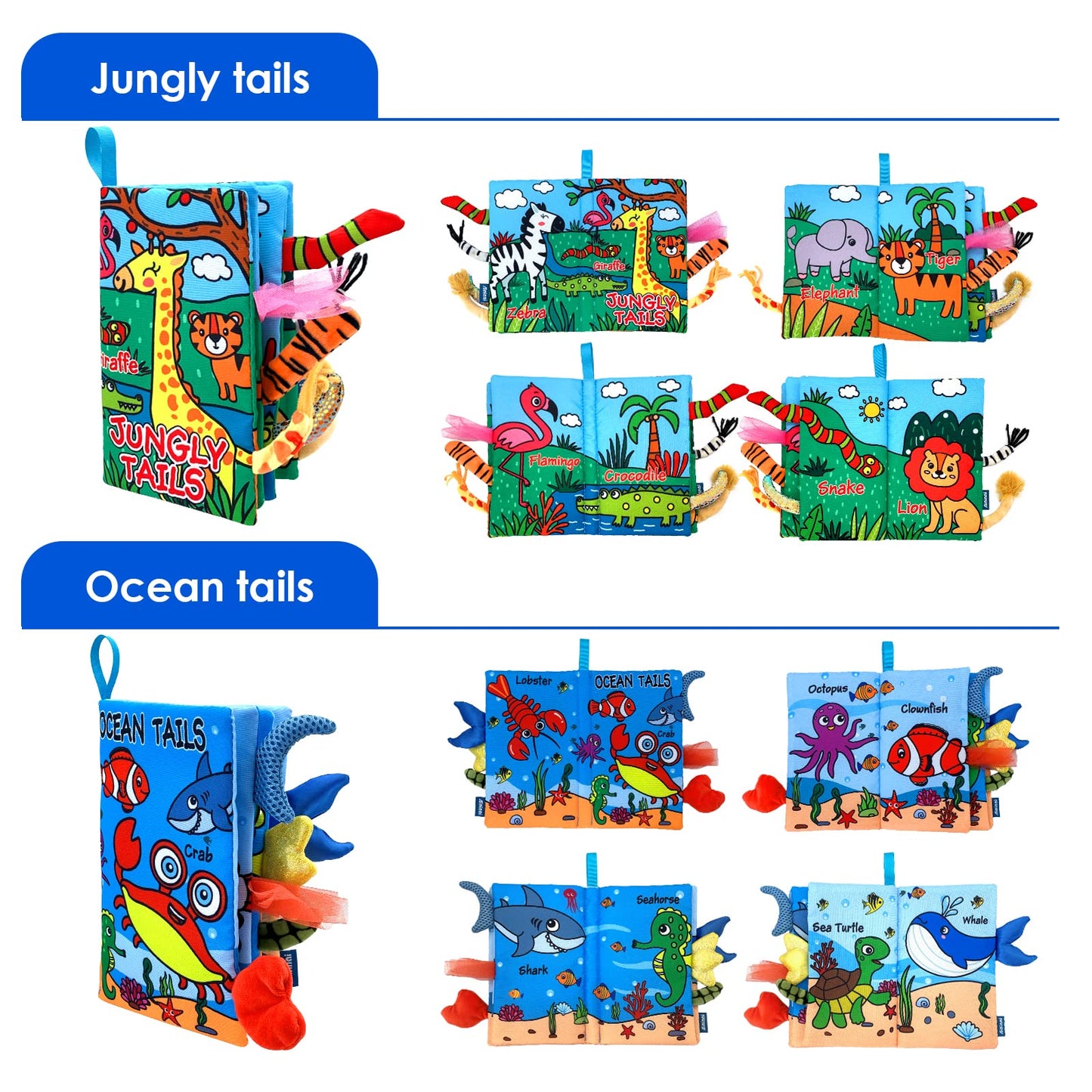 WESOTE Baby Cloth Books 2PCS High Contrast Sensory Crinkle Book for Babies Tummy Time Early Learning Infant Toys for 0-18 Months