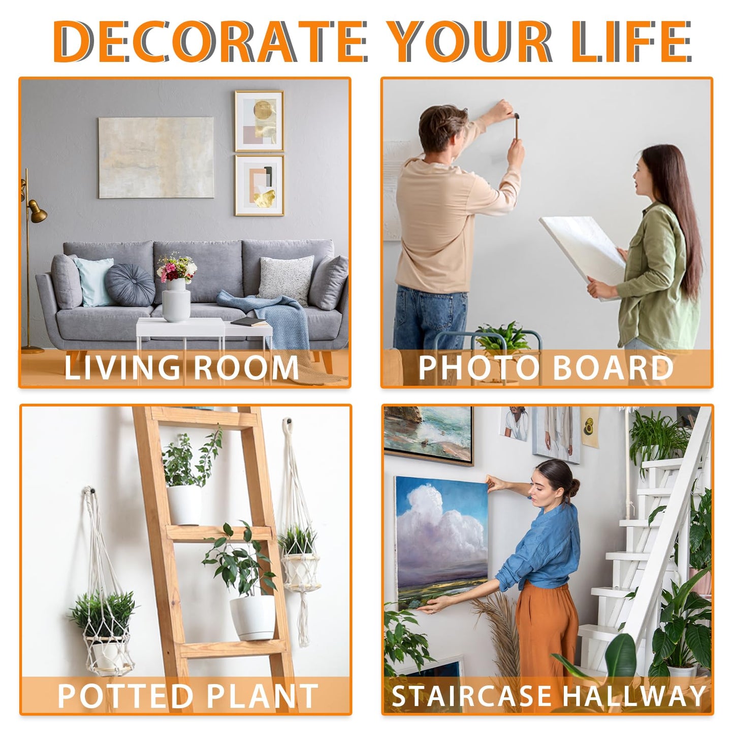 50 PCS Push Pins Picture Hangers Wall Hooks, Double Headed Thumb Tacks Without Nails, Renter Friendly Decor Thumbtacks for Tapestry Frame Art Photos (Black)