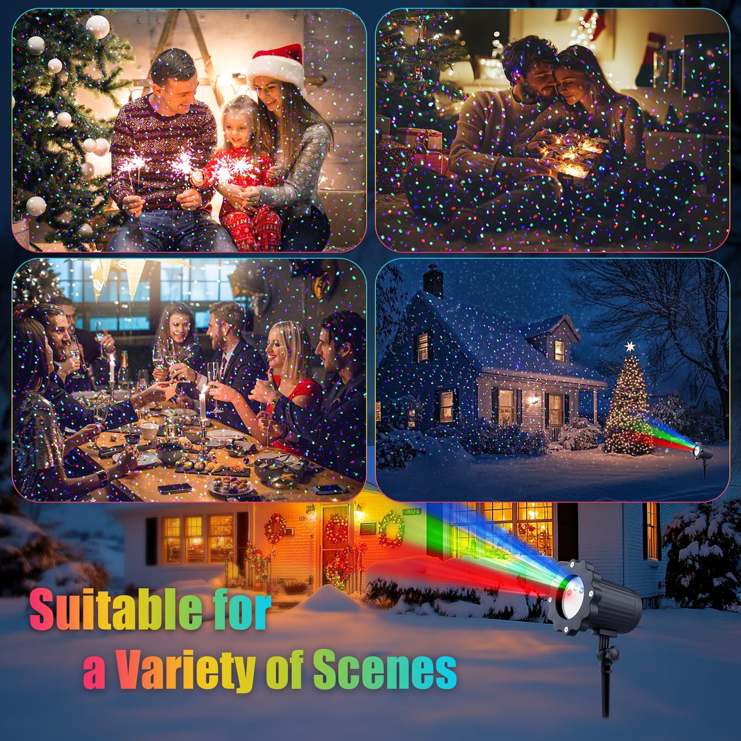 Waterproof Firefly Laser Projector Lights Outdoor,12 Effect Moving RGB Lights Show Laser Projection with RF Remote and Timer for Wedding Christmas Holiday Party Patio Garden Landscape Decor