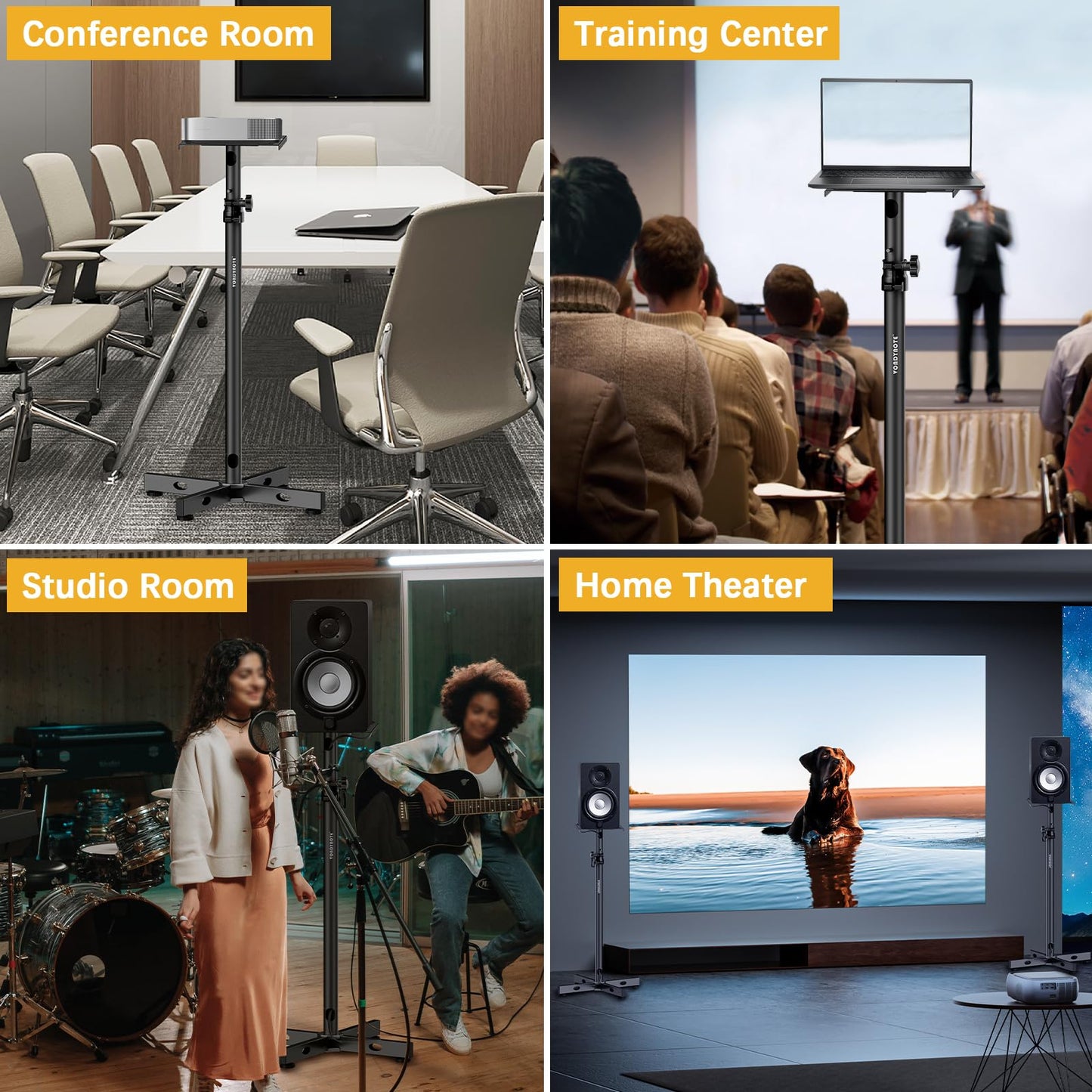 Vondynote Set of 2 Studio Monitor Stands Adjustable Height Speaker Stands with Cable Management