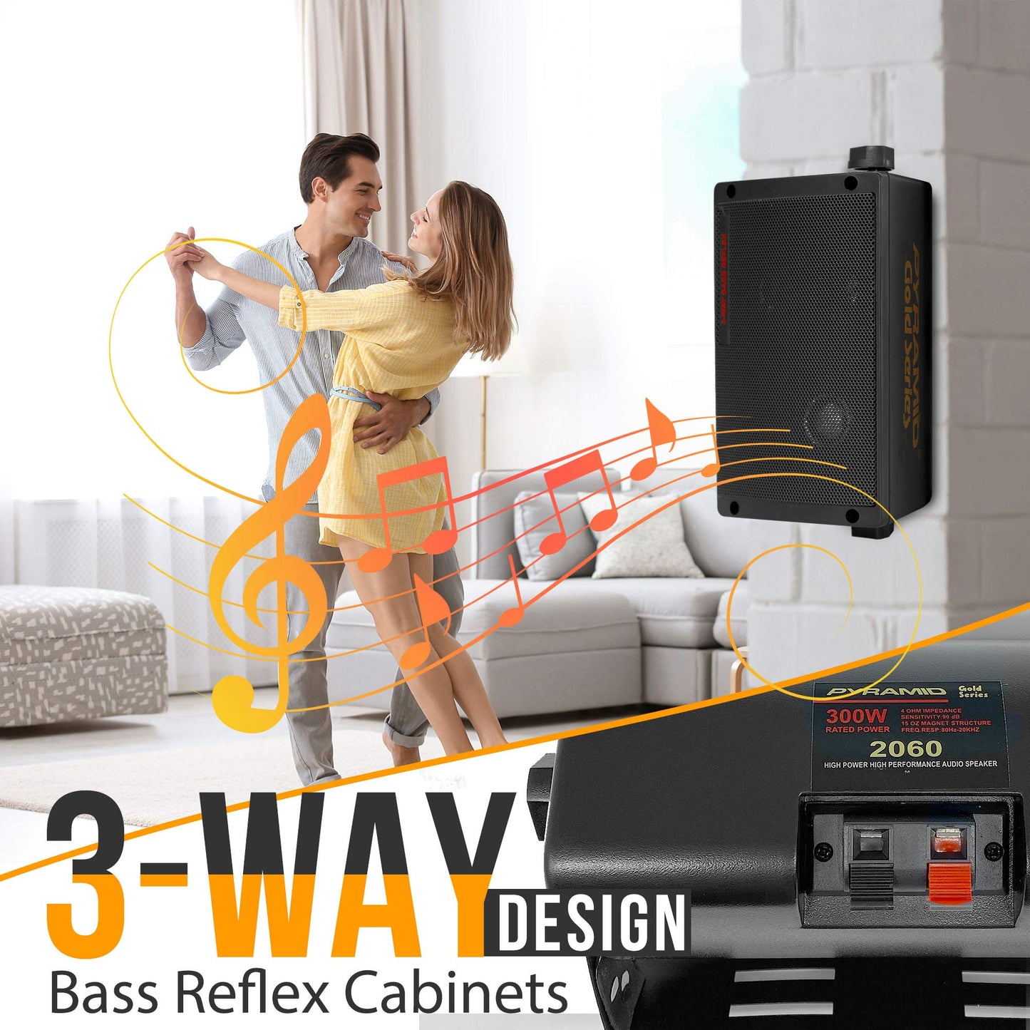 Pyramid Outdoor Speaker, 200 Watt 3-way Mini Box Speaker System, Perfect for Indoor and Outdoor Use, 3.25" Powerful Woofer, Pair