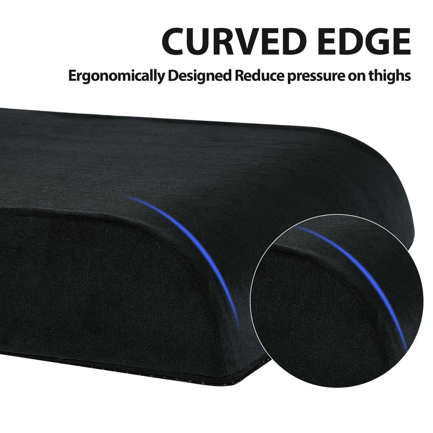 HOMBYS Recliner Seat Cushion with Lumbar Supportive Pillow Extra Large Non-Slip Seat Cushion with Back Support Cushions,Cruve Edge Design for Relief Thighs Pressure, Black