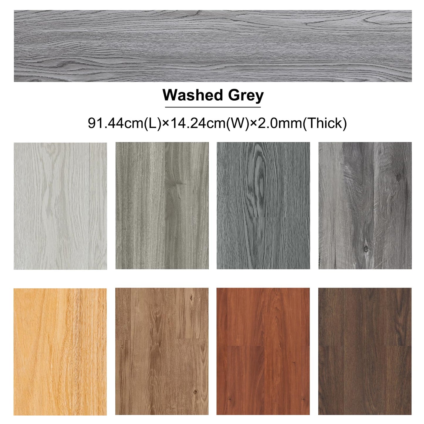 FLOREXP Vinyl Flooring - Lino Flooring Peel & Stick Floor Tiles Self Adhesive Floor Planks,2mm 18 Planks Waterproof for Kitchen Living Room Hallway Floor Plank (27Sq.Ft,Washed Grey)