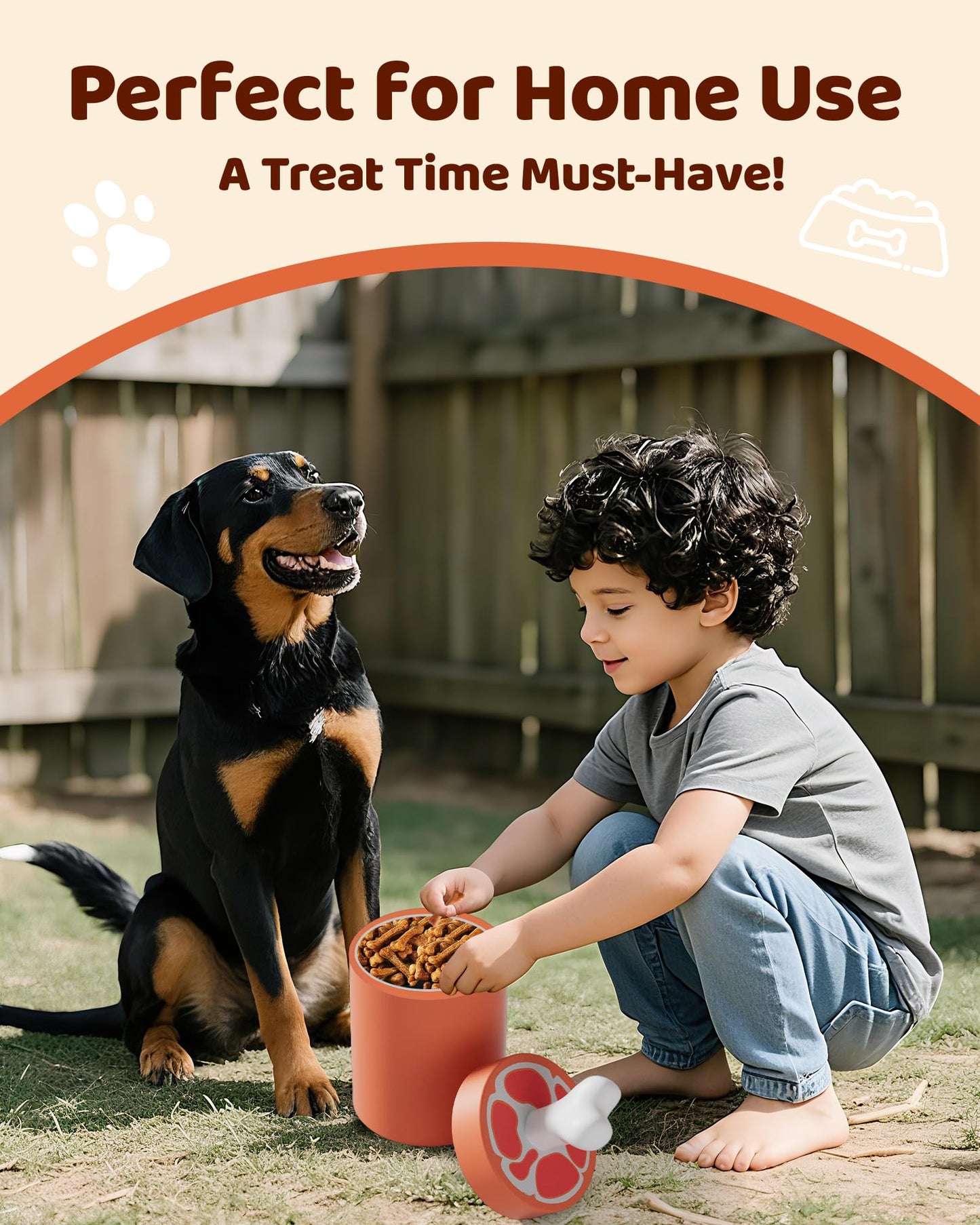 HHGFCLTRS Dog Treat Storage Container Dog Treat Jar - 4.3" Round x 10.2" Tall Airtight Pet Treat Storage Containers Dog Treat Containers Dog Treat Bin Bone Shape