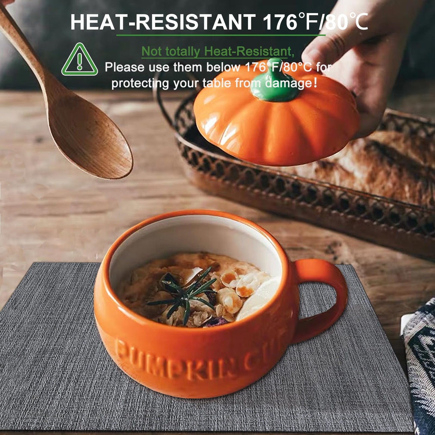 BETEAM Placemats Set of 6 Woven Vinyl Placemat for Dining Table Washable Wipeable Kitchen Place Mats Durable Indoor Outdoor Table Mats -01 Grey, 6 Pcs