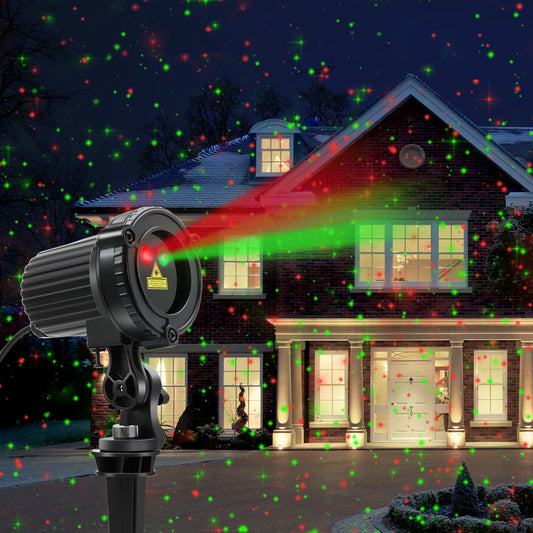HERHOTER Christmas Laser Lights Outdoor,Red and Green Moving Outdoor Laser Light, Waterproof Garden House Decoration Laser Christmas Lights