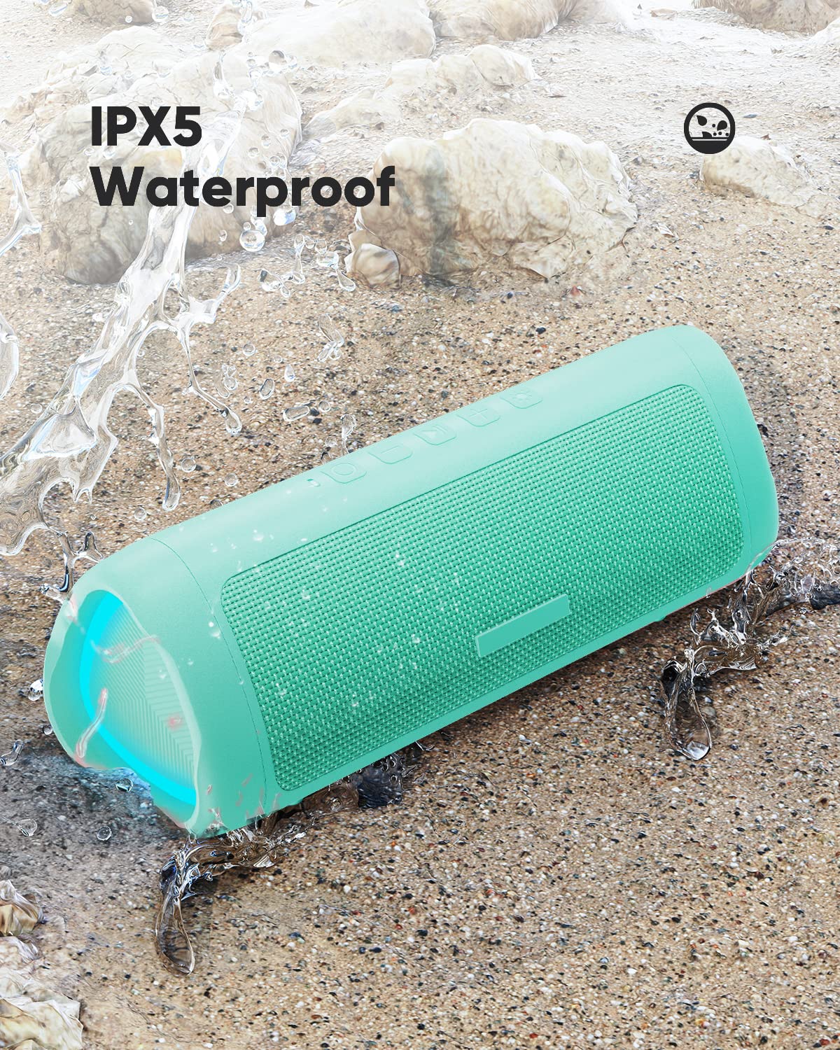 Bluetooth Speaker, IPX5 Waterproof Speaker with HD Sound, Up to 20H Playtime, TWS Pairing, BT5.3, Portable Wireless Speakers for Home/Party/Outdoor/Beach, Electronic Gadgets, Birthday Gift (Teal)