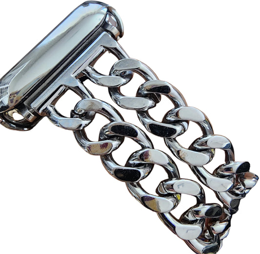 DSAAplus Compatible With Apple Watch Band 38mm 40mm 41mm 42mm 44mm 45mm Ultra 49mm,Stainless Steel Metal Gold Chain Cowboy Style Replacement iWatch Series 8 7 6 5 4 3 2 1 Ultra SE2 SE~(A silver,