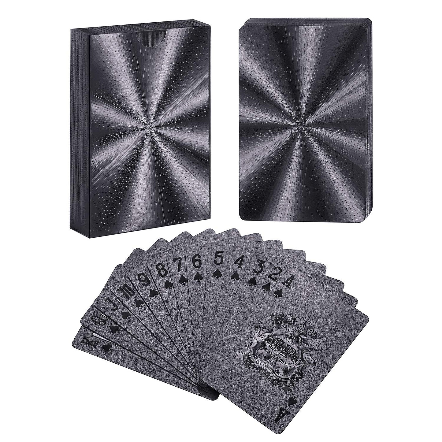 EAY Black Playing Cards Plastic Playing Cards Poker Cards Luxury Cool Black Standard Size 52+2 Poker (Black Tower)