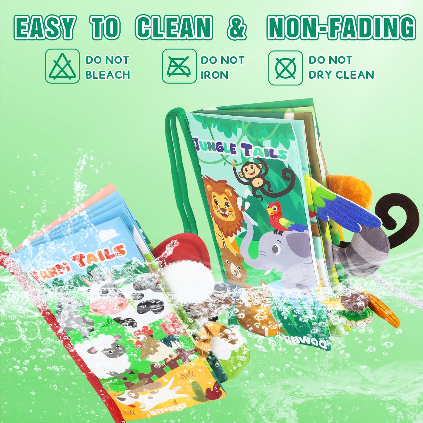 BBWOO Baby Book Toy 0-6 Months - Baby Boy Girl Shower Gift - Tummy Time Toy for Infant 6 to 12 Months - Touch and Feel Crinkle Book for Newborn Toddler with Teether - Easter Basket Essentials Stuffers