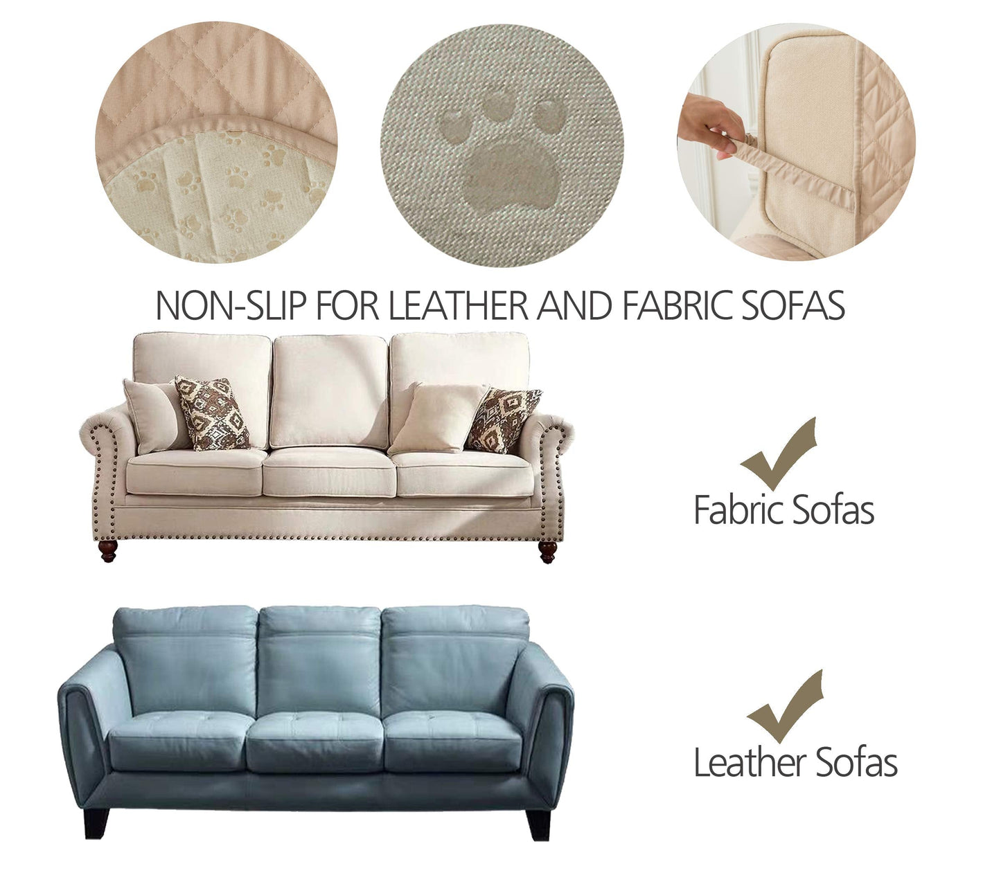 Ameritex Waterproof Nonslip Recliner Cover Stay in Place, Dog Chair Cover Furniture Protector, Ideal Recliner Slipcovers for Pets and Kids (Beige, 23")