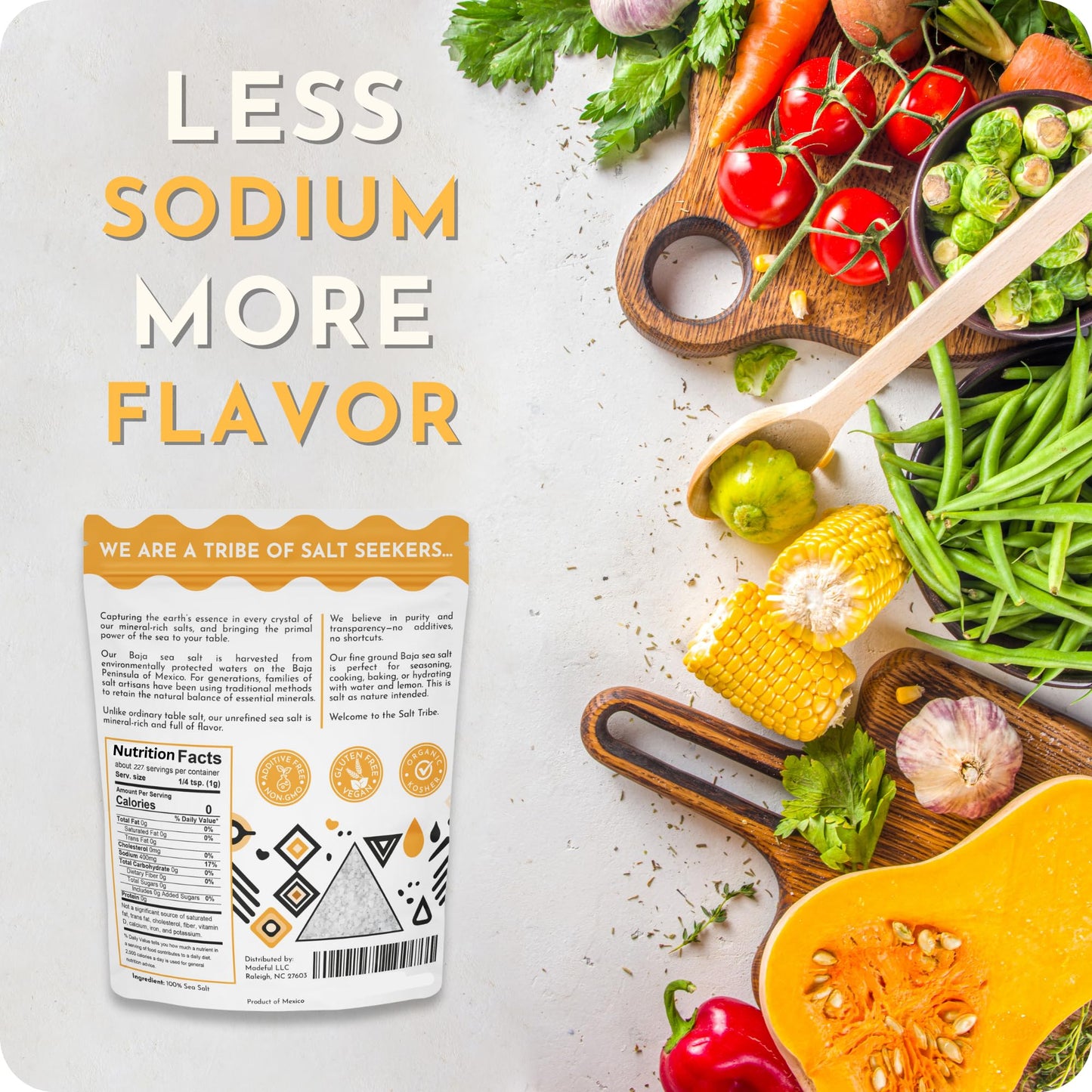 Salt Tribe™ | Baja Sea Salt | Mineral Rich | 90+ Trace Minerals | Fine Ground | Hydration Support | Sal Organica | Low Sodium | Organic & Unrefined | Single Origin Mexico (8 Ounce)