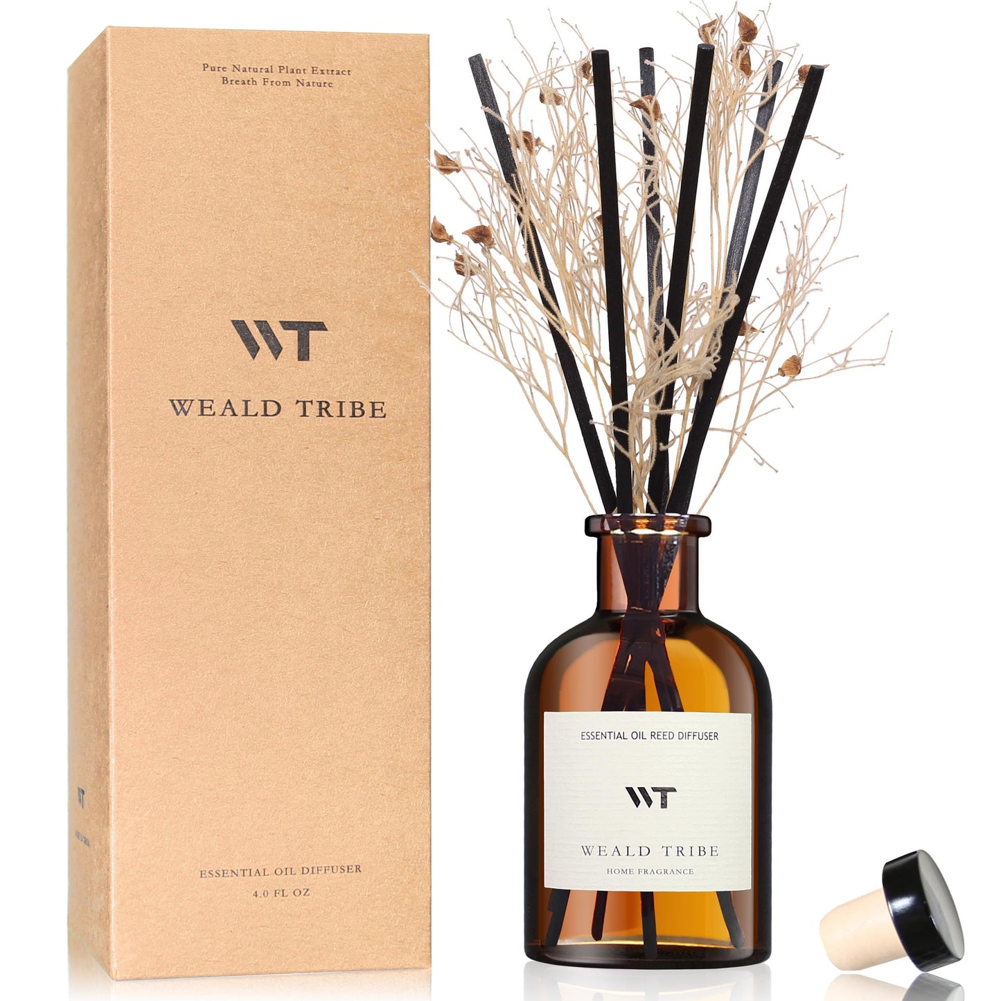 WEALD TRIBE Flower Reed Diffuser Set Clean White Linen Scent for Bathroom Air Fresheners | 4.0 fl oz Essential Oils with Sticks Home Fragrance Defusers | House Bedroom Office Shelf Decor & Gift
