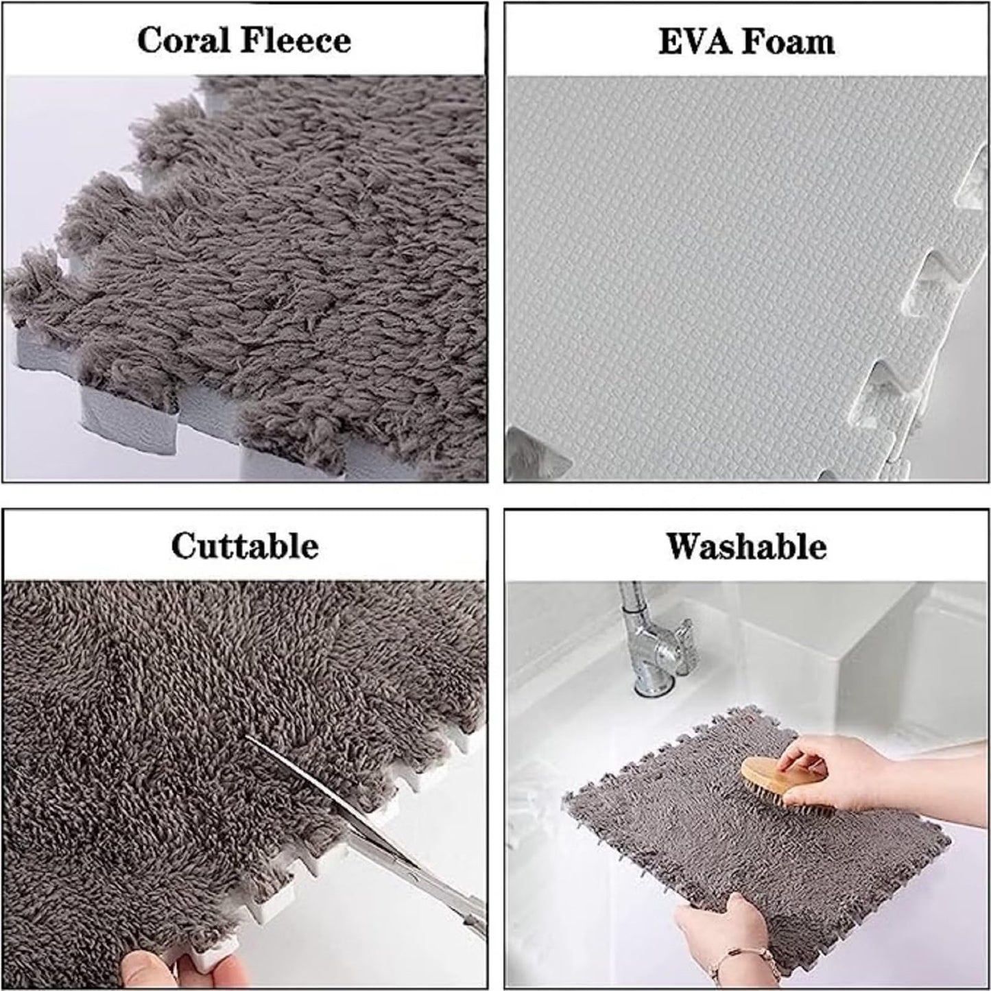 Typutomi 12pcs Plush Puzzle Foam Floor Mat, Soft Thicken Fluffy Interlocking Square Foam Tiles Area Rugs Carpet for Parlor Bedroom Decoration(11.8x11.8x0.55in,Rose Red&Pink)