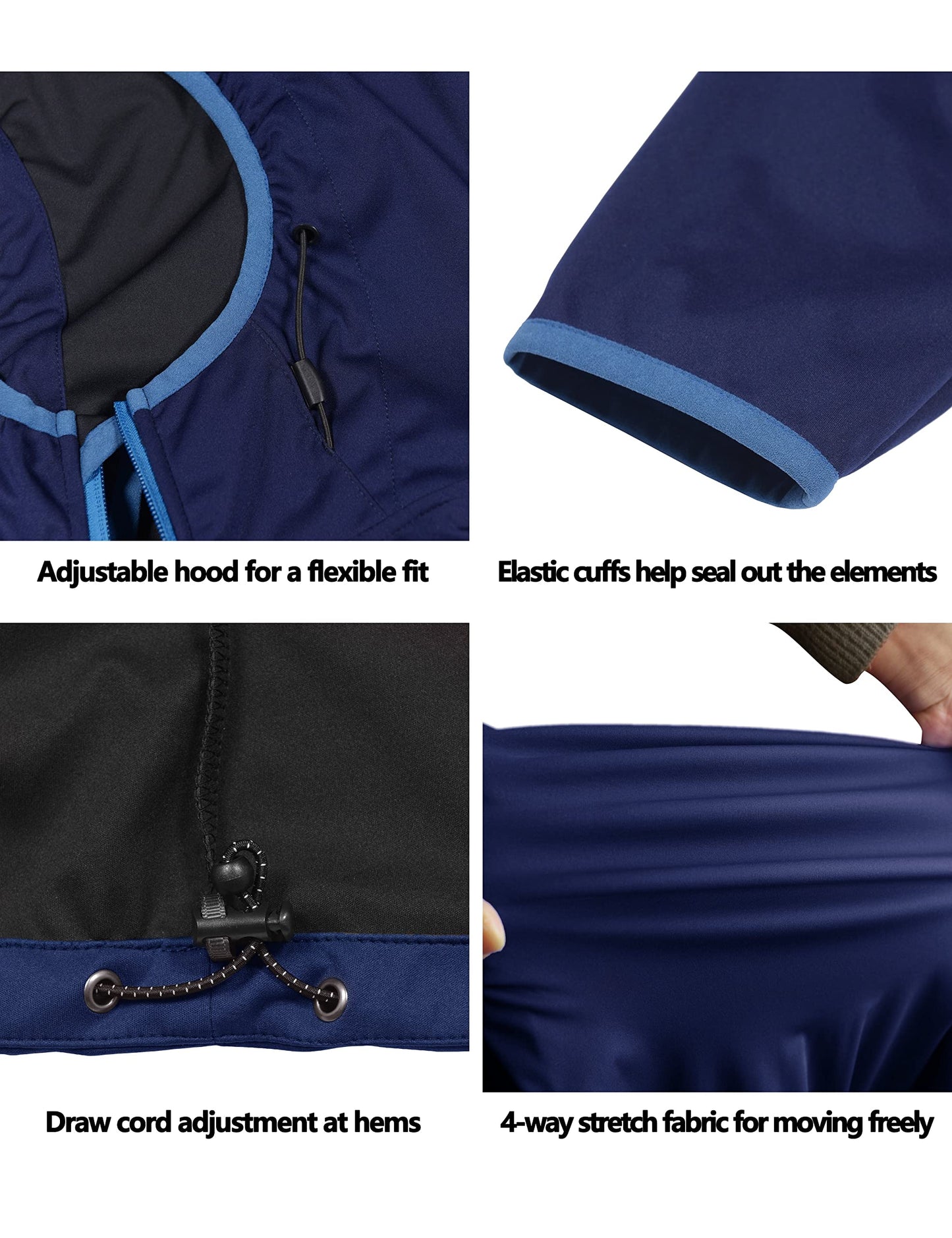 Little Donkey Andy Women's Lightweight Hooded Softshell Jacket for Running Travel Hiking, Windproof, Water Repellent Dark Blue Size S