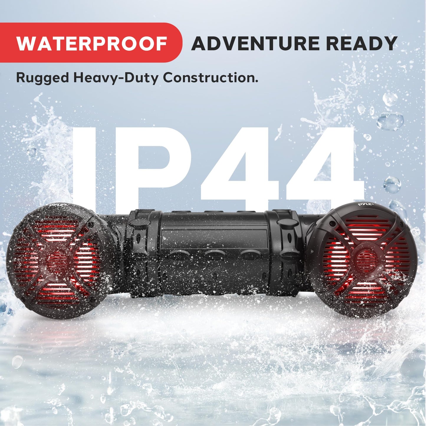 Pyle Bluetooth Speakers 800 Watt 6.5 Inch Amplified Sound System with Multi-Color LED Lights, Waterproof Marine Bluetooth Wireless Speakers with Weatherproof Design, Ideal for Outdoor and Vehicle Use