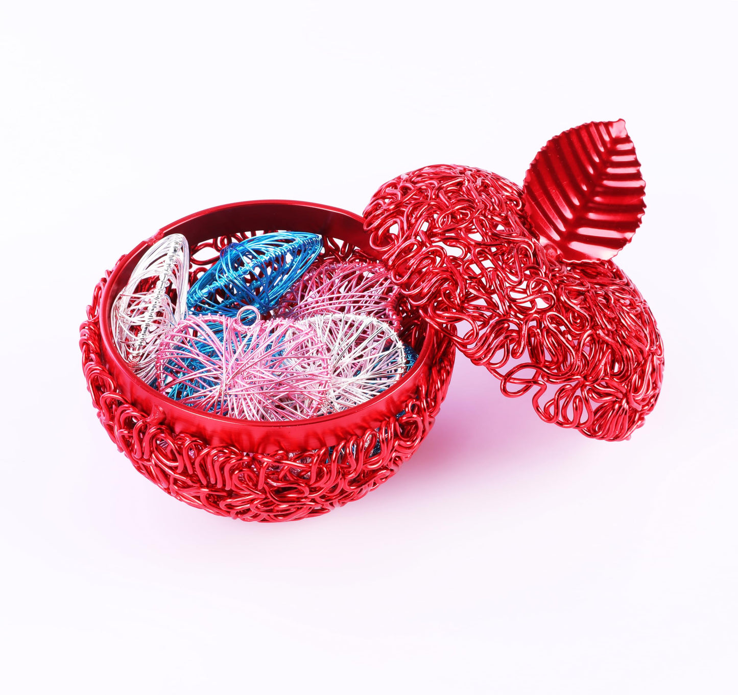 Artisan Handwoven Metal Rattan Apple Basket,Farmhouse Boho Table Centerpiece,Outdoor Kitchen Decor,Christmas Wedding Gift,Jewelry Organizer,Candy Jar,Patio Party Accent,Teacher Appreciation Keepsake