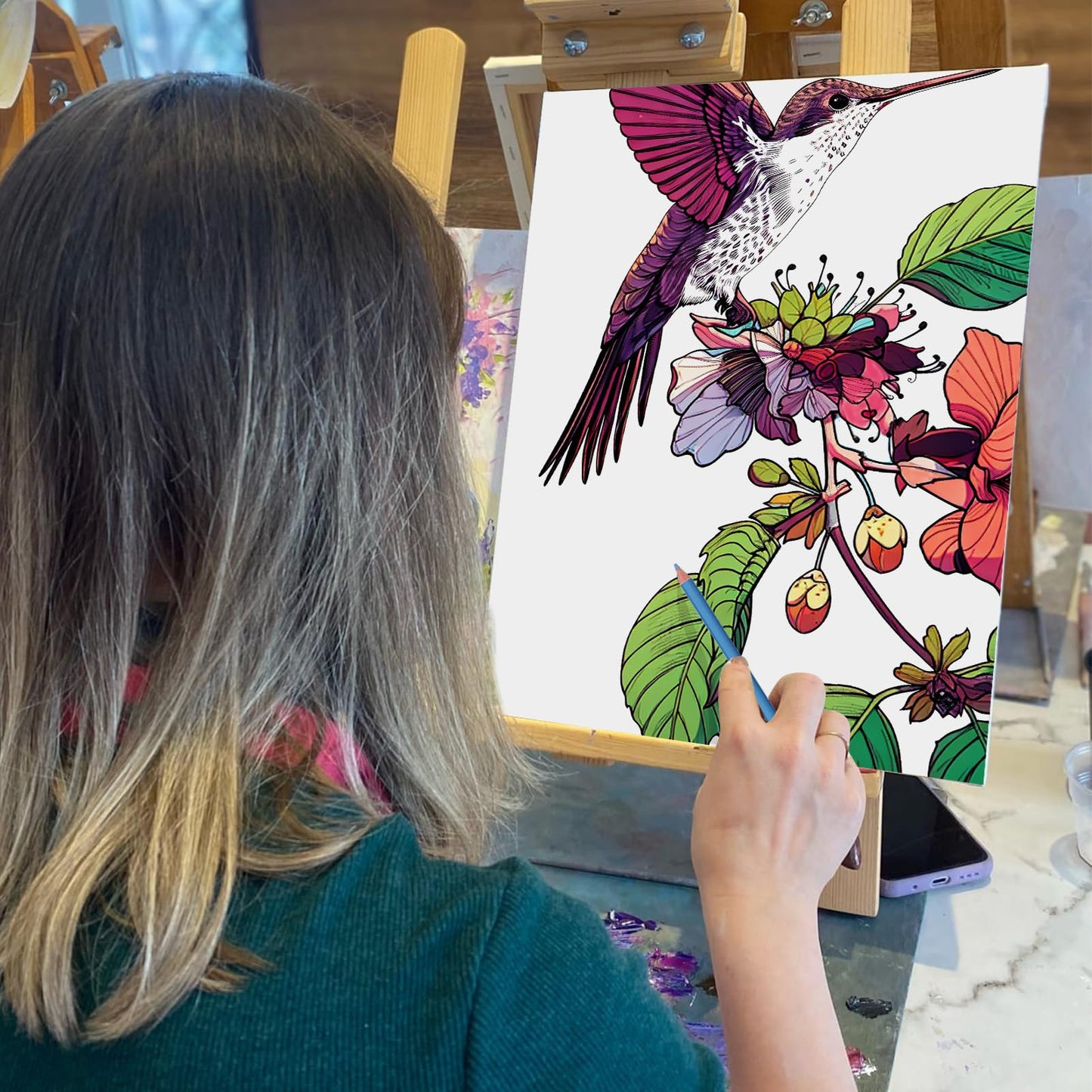 CKMOREL Humming Bird Adult Coloring Book Spiral Bound Mindfulness Adult Coloring Book for Women Relaxation Spiral Bound Lay Flat, Single-Sided Print with 24 Pages, Anxiety Relief Gifts Relaxation