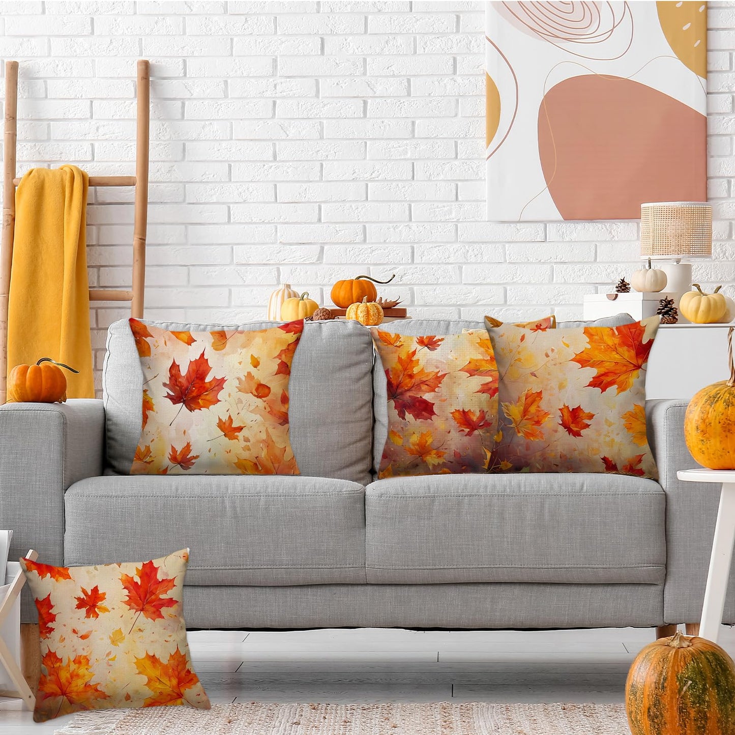 FARMNALL Fall Decorations for Home, Fall Pillow Covers 18x18 Set of 4, Autumn Thanksgiving Decorations and Supplies for Home Sofa Couch Decor