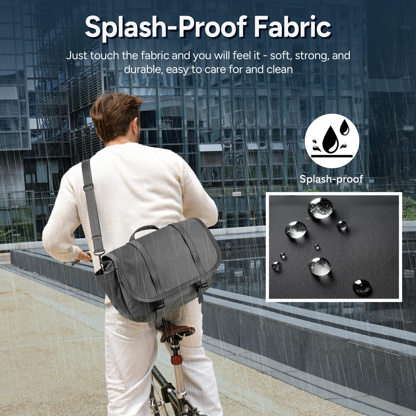 travel inspira Messenger Bag for Men/Women, Anti-theft Lightweight Men's Laptop Bag 16 inch Water Resistant Crossbody Satchel Bags Computer Work Office College Bag with Shoulder Strap, Grey