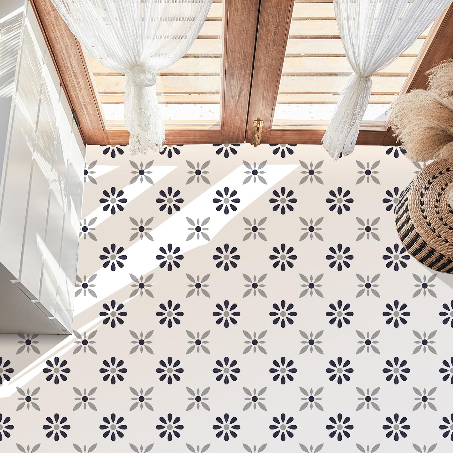 Peel & Stick Floor Tile Stickers, DIY Flooring for Kitchen, Dining Room, Bathrooms, Pet House and More, Self-Adhesive 8x8 inches,10 Pack (1006)