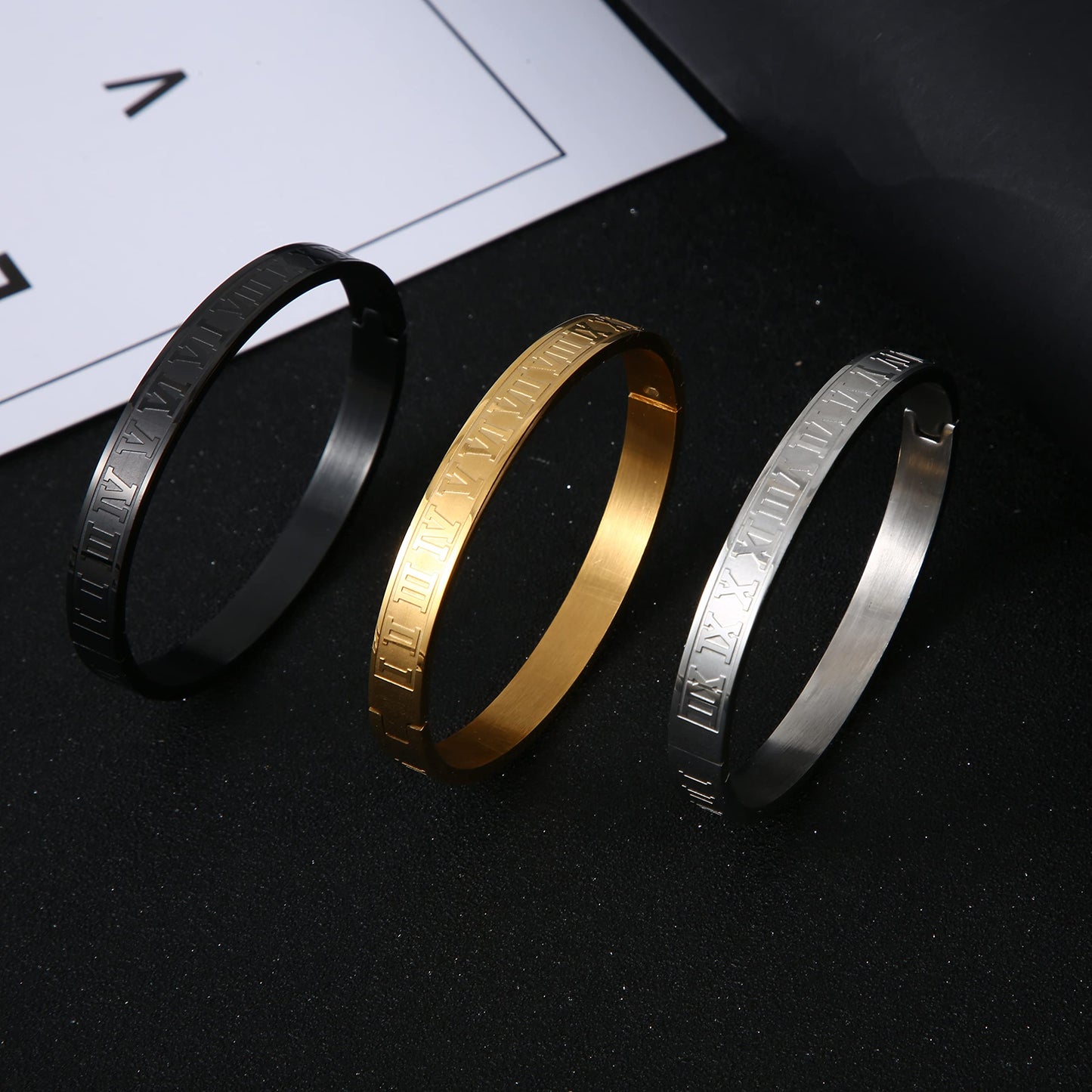 WFYOU Imperial Crown Bracelet for Men & Women, 18kt Gold Bangle, Cubic Zirconia Beads, Cross Charm, Luxury Gift (Gold-Large)