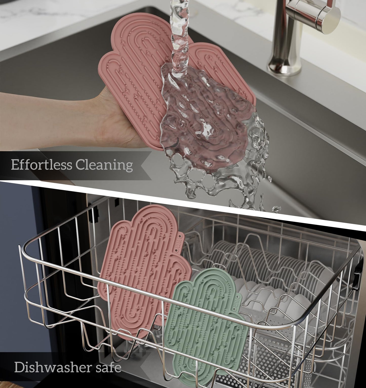 OHMO-Cactus Lick Mat for Dogs and Cats(2 Pack) Easy to Clean Pet Slow Feeder with Suction Cups, Licking Pad for Anxiety Relief and Boredom Reduction