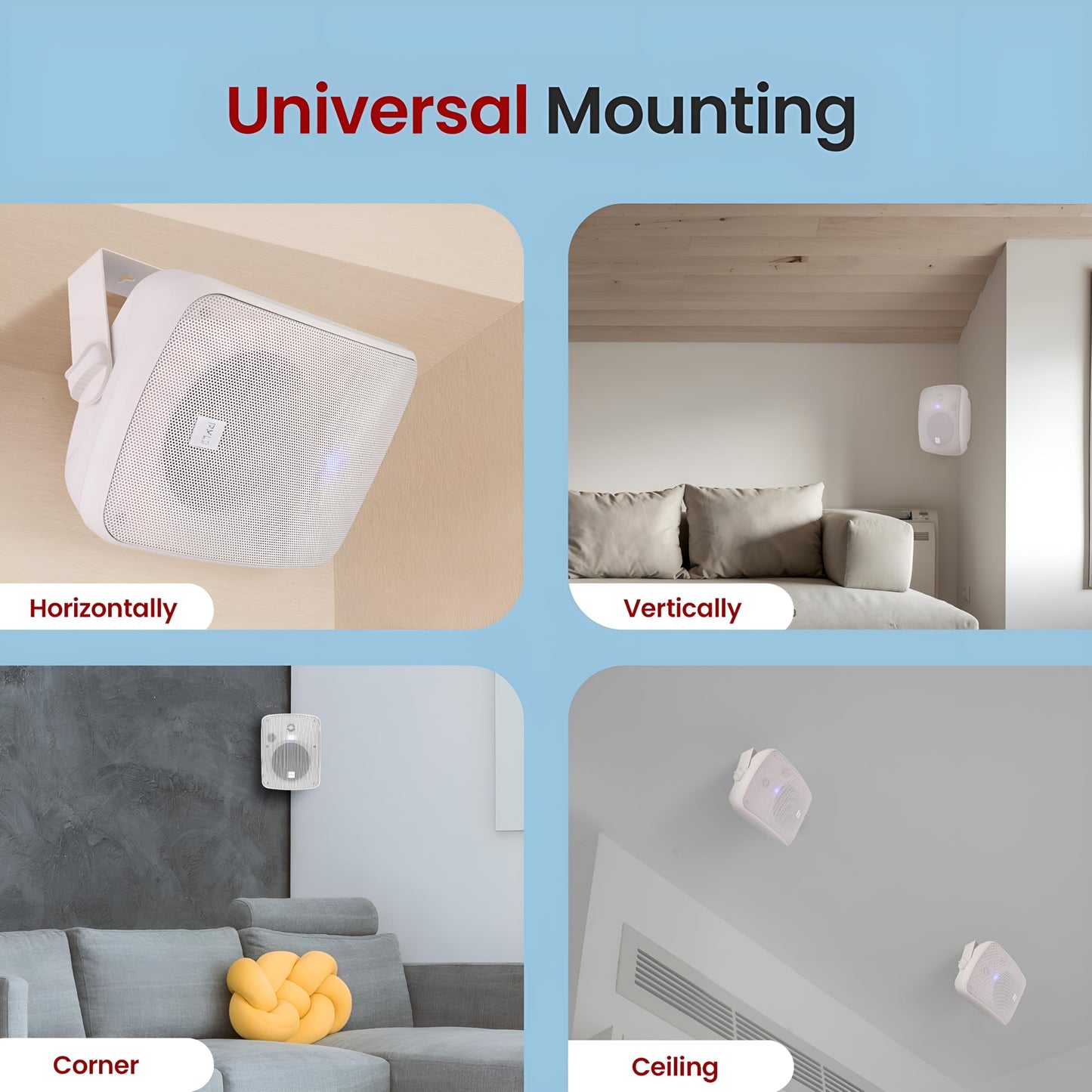 PYLE Outdoor Speakers - Pair of Bluetooth Waterproof Wireless Speakers - 600 Watt 2-Way Full Range Stereo Speaker, Marine Grade Weatherproof, Wall/Ceiling Universal Mounting - Home, Boat, Patio Pool