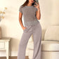 ANRABESS Women Two Piece Outfits Crochet Sheer Knit Sweater Top Wide Leg Pants Lounge Matching Sets Sweatsuit Travel Clothes light khaki X-Large